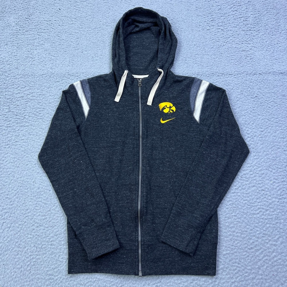 Nike Iowa Hawkeyes Zip Hoodie Size S Black Charcoal Sweatshirt Swoosh CQ6935
